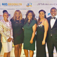 From left, Assemblywoman Monique Chandler-Waterman, Councilwoman Farah Louis, Assemblymember Rodneyse Bichotte Hermelyn, a guest, and Sen. Kevin Parker, at the recently held NHS Brooklyn Celebration at El Caribe.